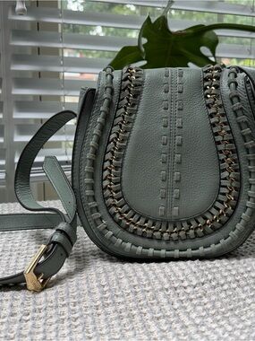 Women's Leather Crossbody Bag in Sage Green